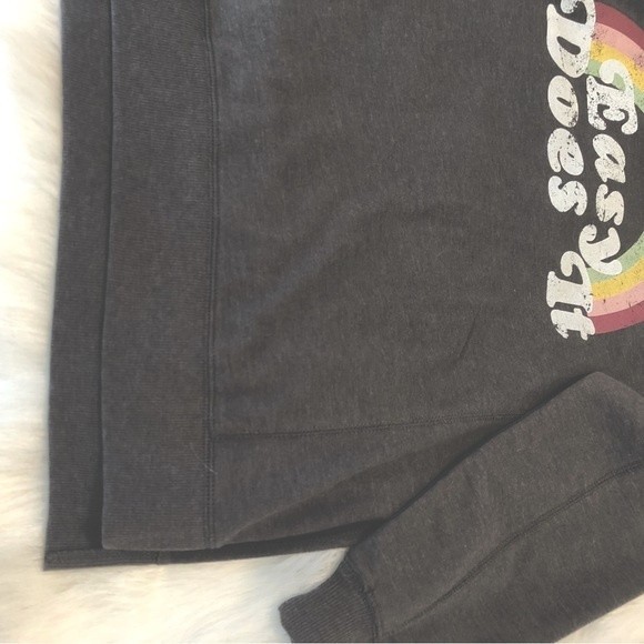 Wildfox Statement Sweatshirt Gray Distressed Easy Does It - Picture 5 of 5